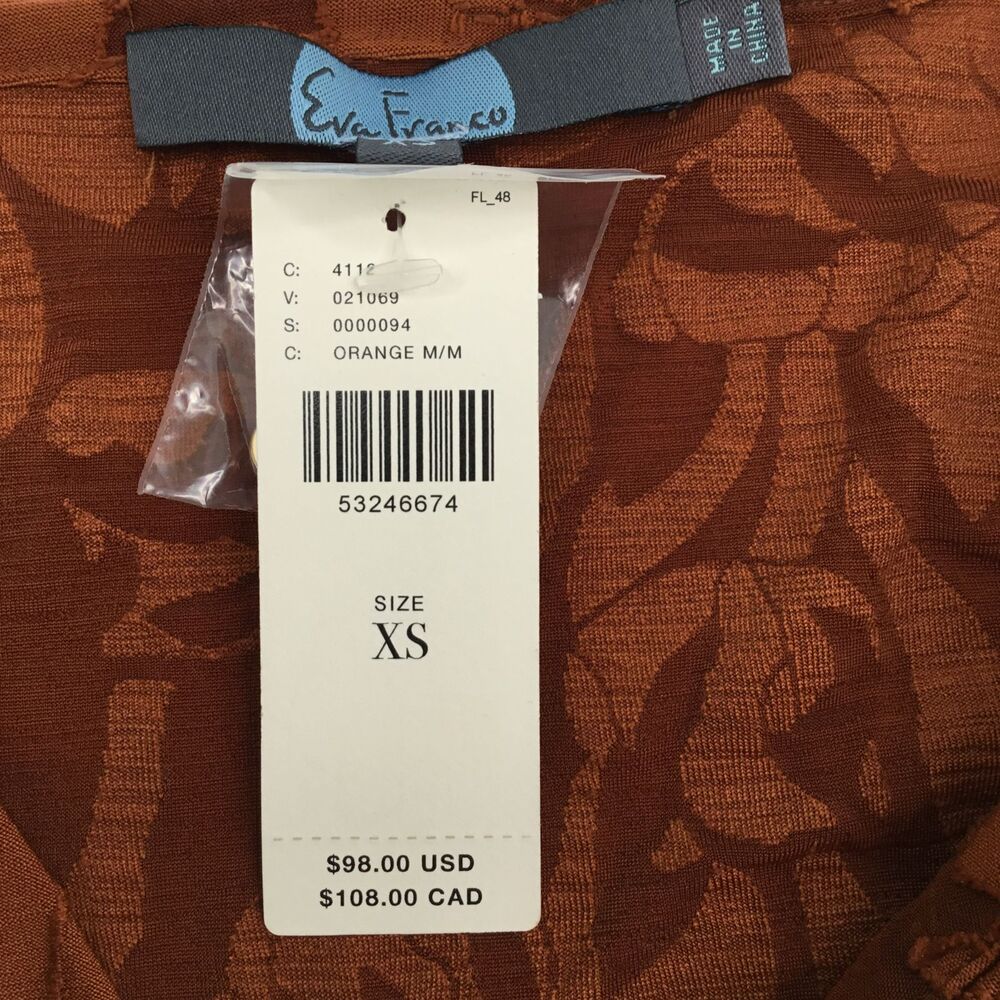 Eva Franco Anthropologie Burnout Velvet Top sz XS Puff Sleeve Sheer Rust Orange - Picture 13 of 16
